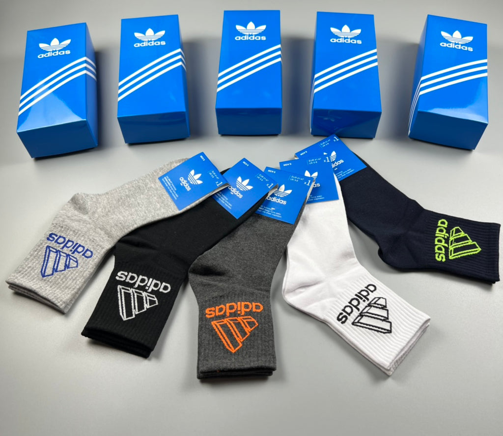 Adidas Outlined Wordmark Crew Socks - Boxed Set of 5 Pairs - image 7