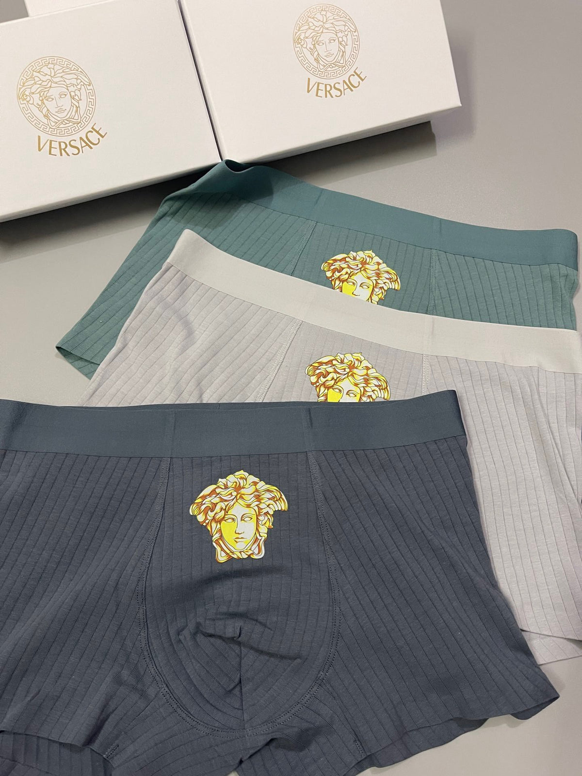 Versace gold medusa ribbing boxer briefs - view 4