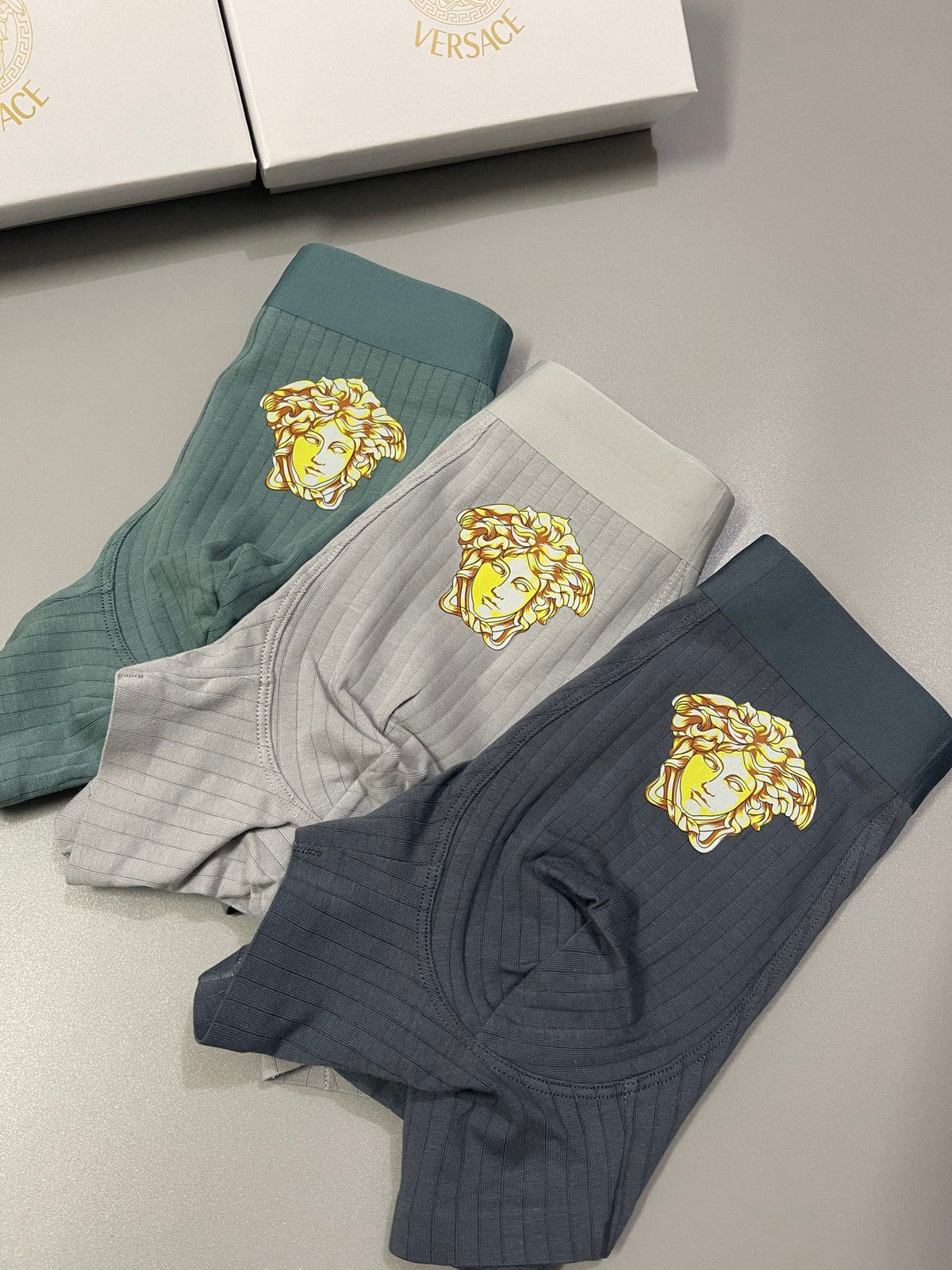 Versace gold medusa ribbing boxer briefs - view 7