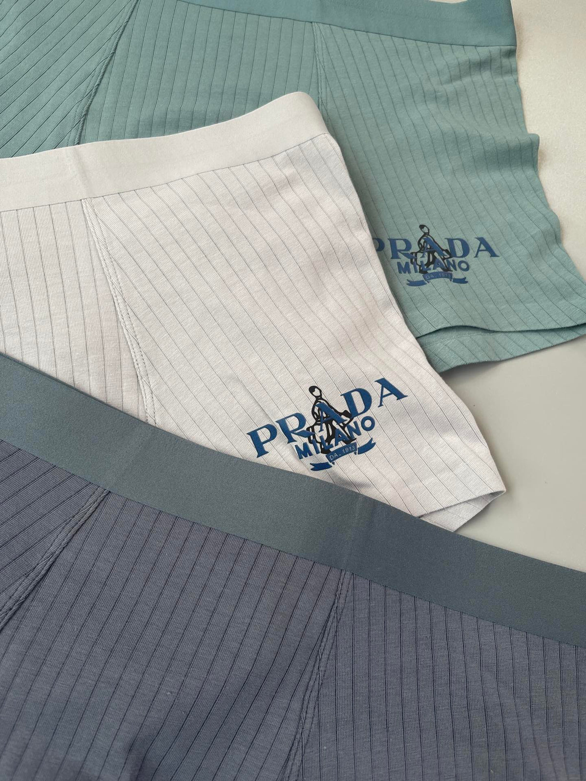 Prada ribbed neutral side lettering boxer briefs - view 4