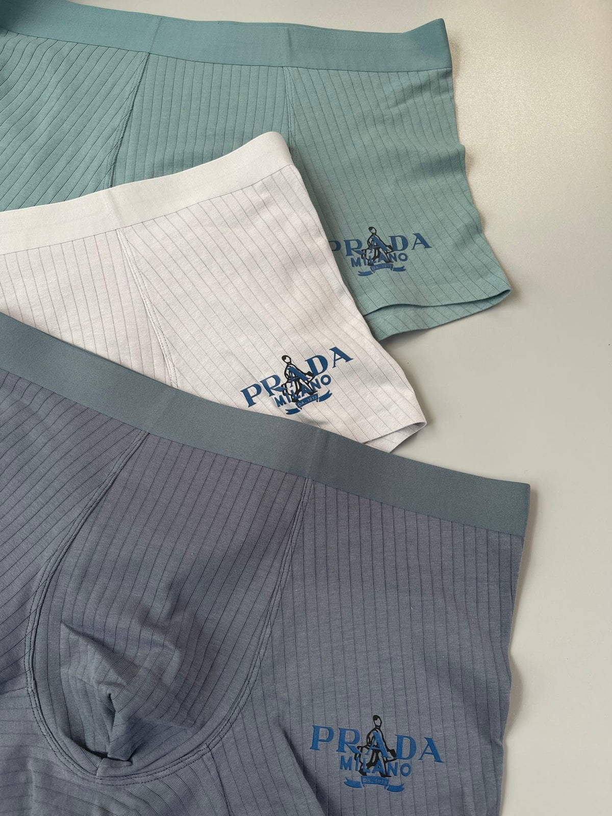 Prada ribbed neutral side lettering boxer briefs - view 2