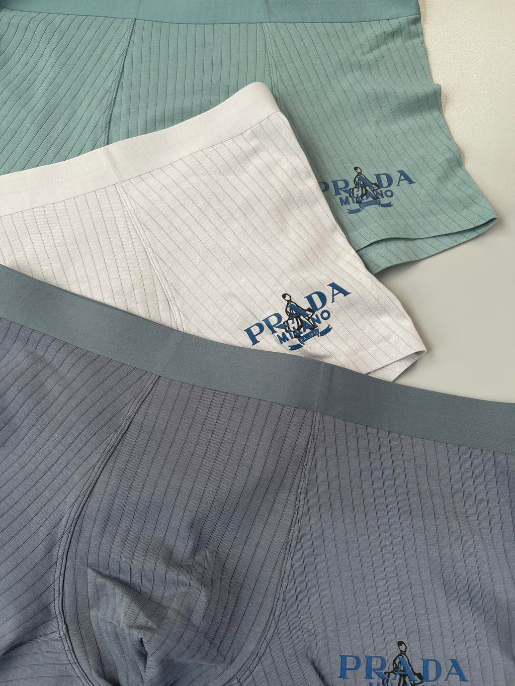 Prada ribbed neutral side lettering boxer briefs - view 3