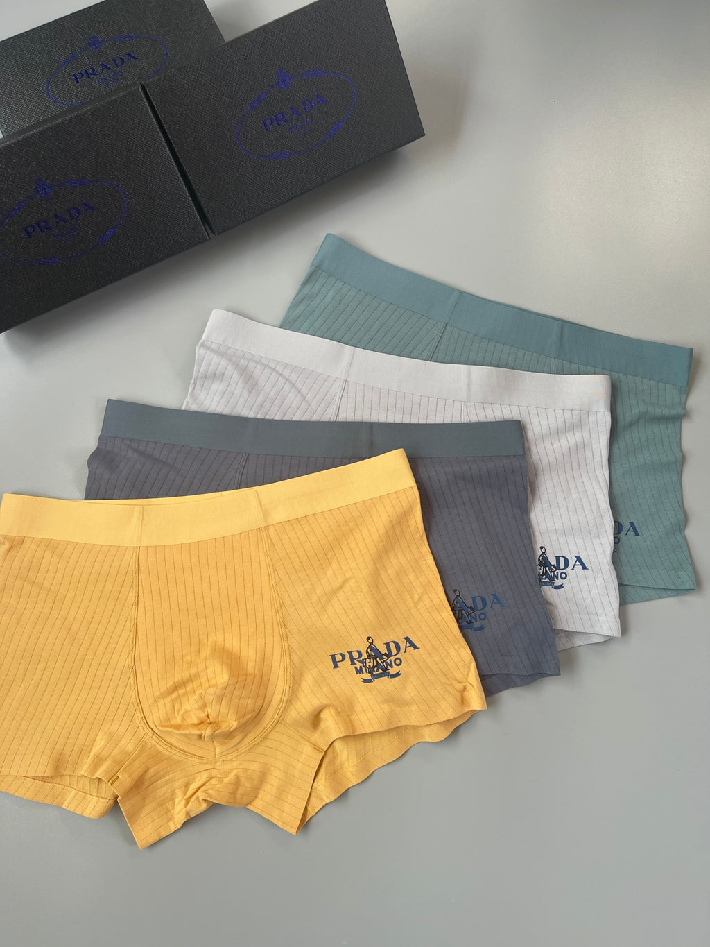 Prada ribbed neutral side lettering boxer briefs - view 6