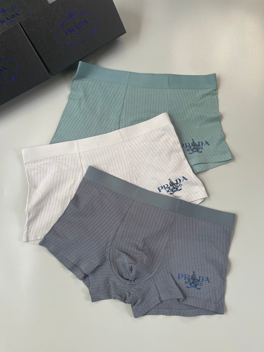 Prada ribbed neutral side lettering boxer briefs - view 1