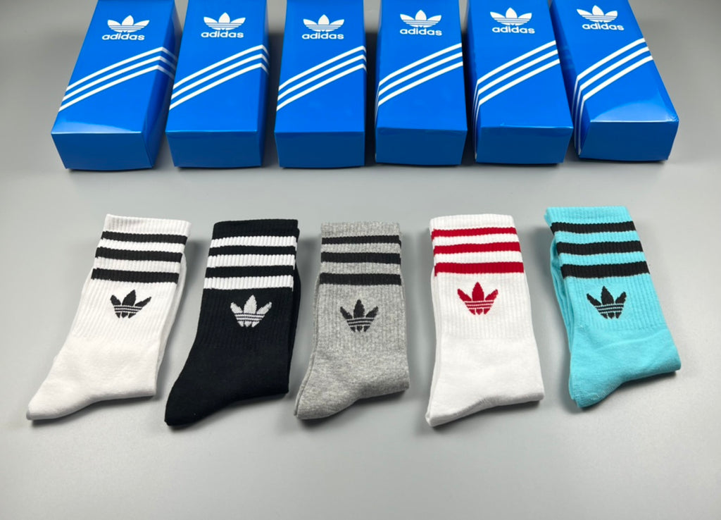 Adidas Contrast Stripe Crew Socks - Boxed Set of 5 Pairs - image 8