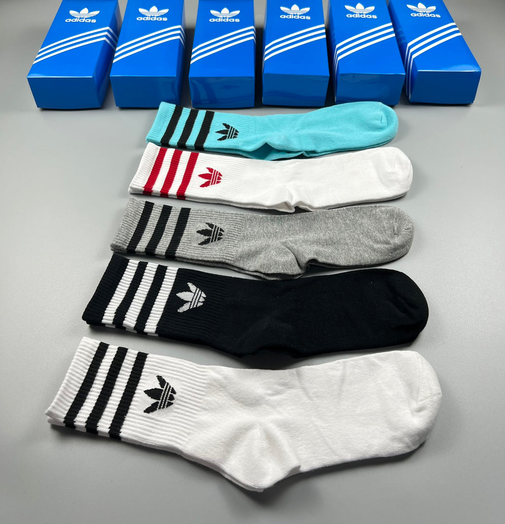 Adidas Contrast Stripe Crew Socks - Boxed Set of 5 Pairs - image 9