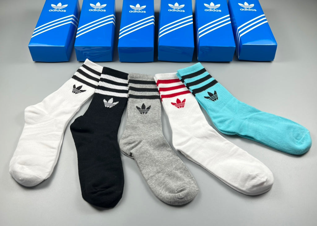 Adidas Contrast Stripe Crew Socks - Boxed Set of 5 Pairs - image 5