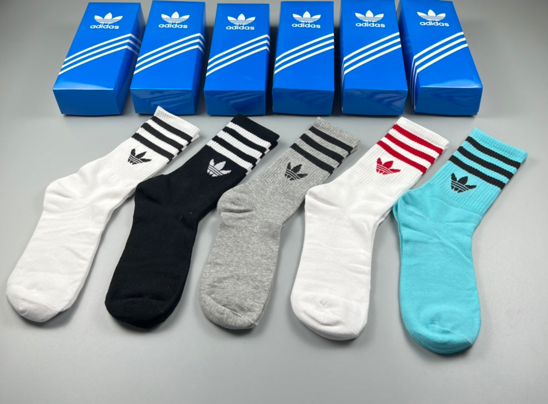 Adidas Contrast Stripe Crew Socks - Boxed Set of 5 Pairs - image 3