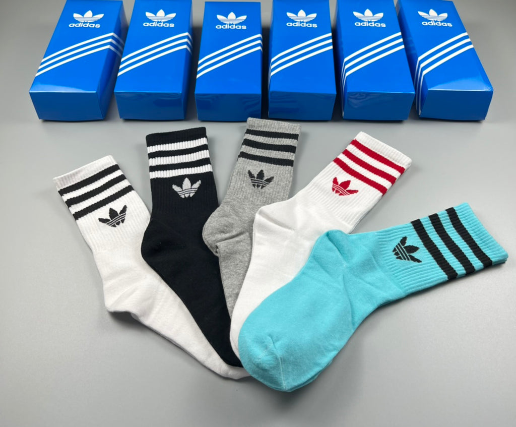 Adidas Contrast Stripe Crew Socks - Boxed Set of 5 Pairs - image 2