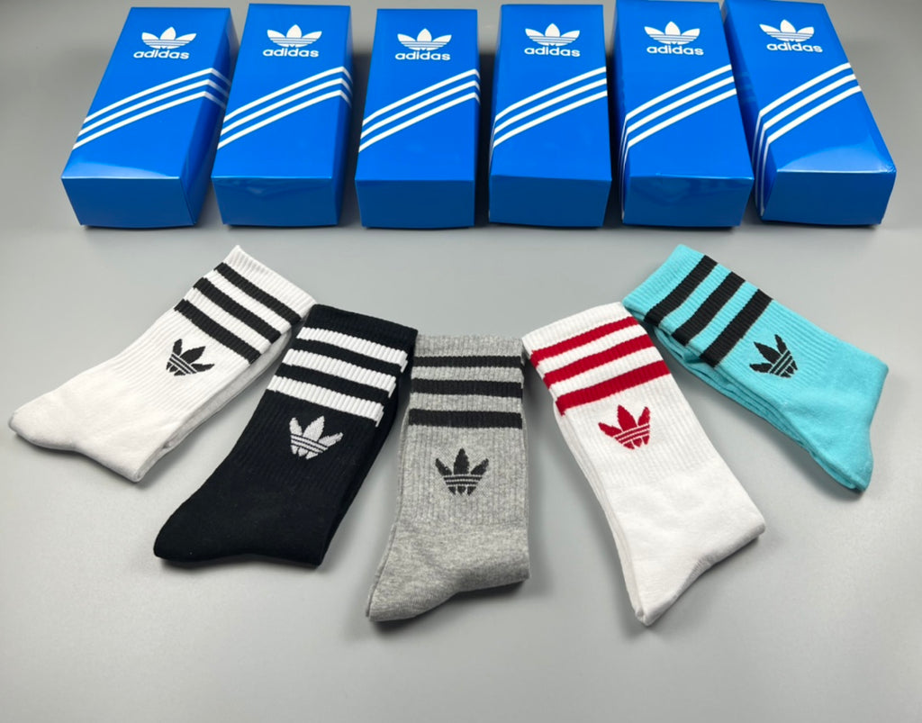 Adidas Contrast Stripe Crew Socks - Boxed Set of 5 Pairs - image 7