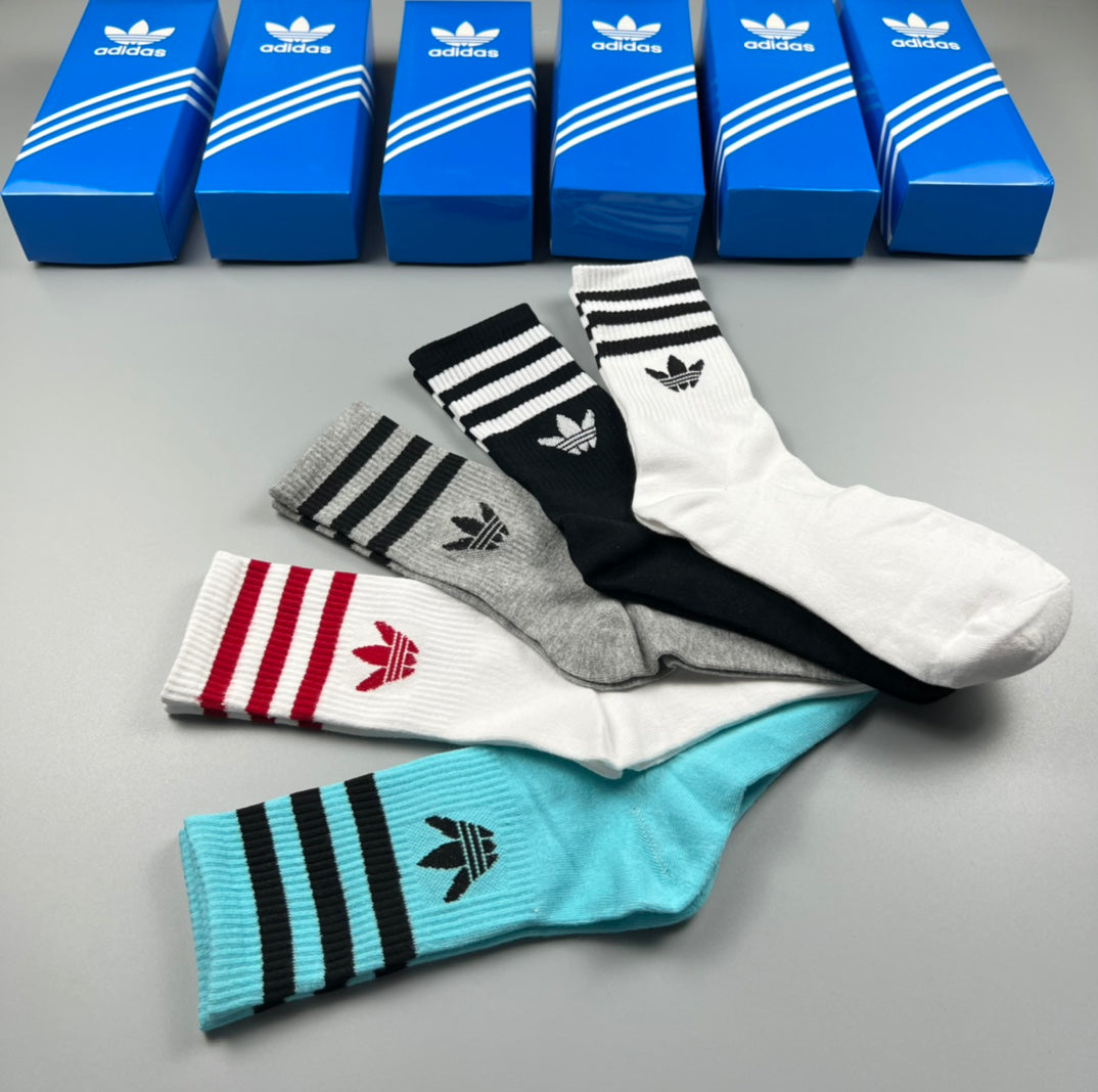 Adidas Contrast Stripe Crew Socks - Boxed Set of 5 Pairs - image 4
