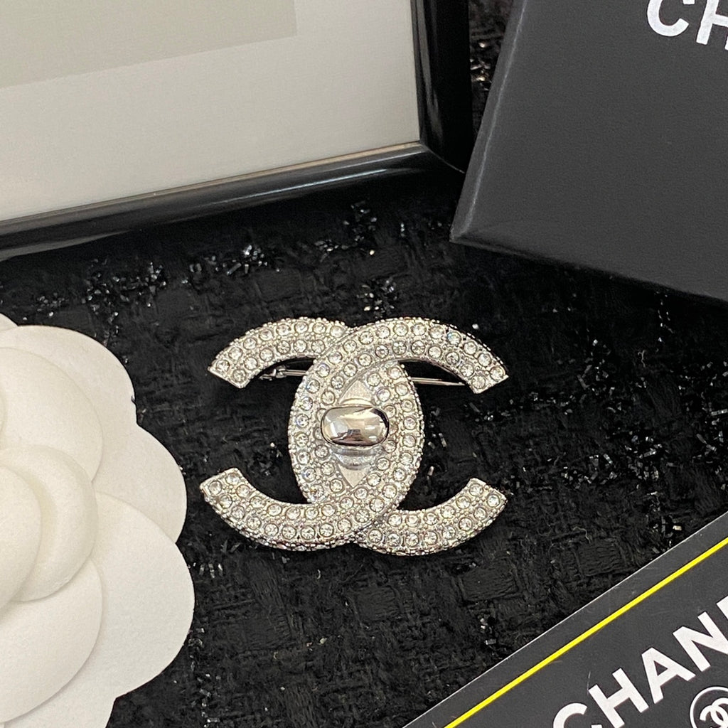 Chanel Interlocking C Crystal Accent Brooch - album image 7