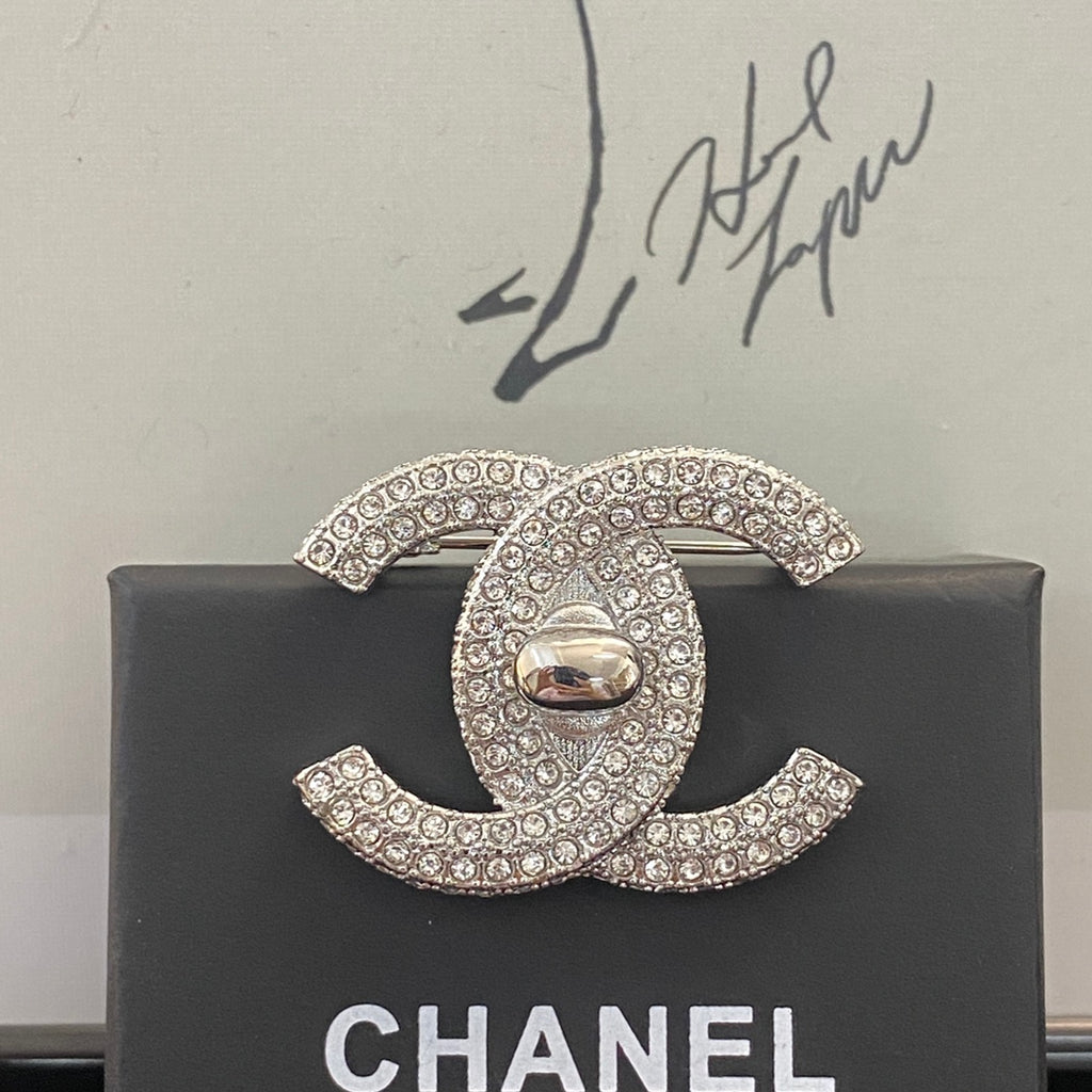 Chanel Interlocking C Crystal Accent Brooch - album image 1