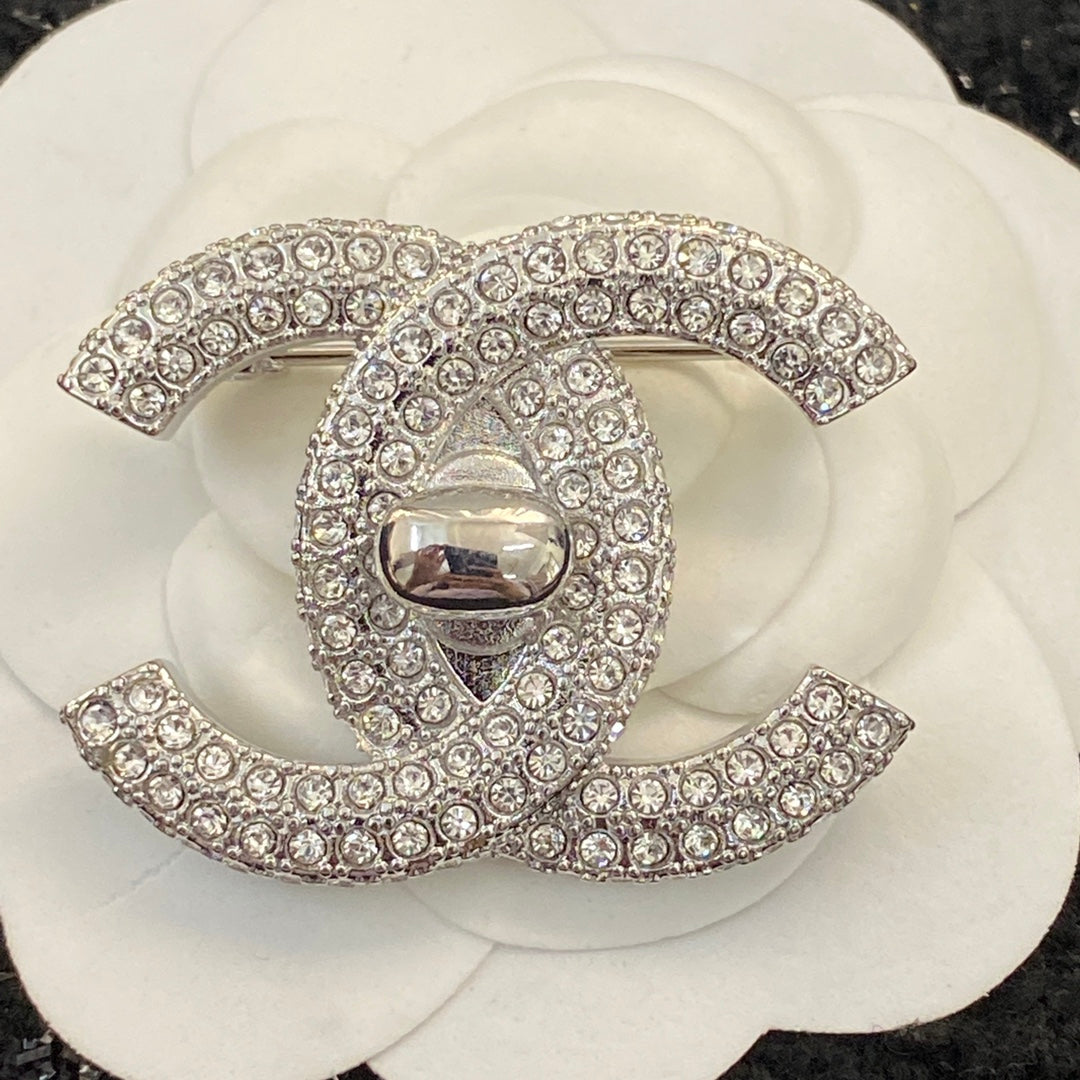 Chanel Interlocking C Crystal Accent Brooch - album image 6