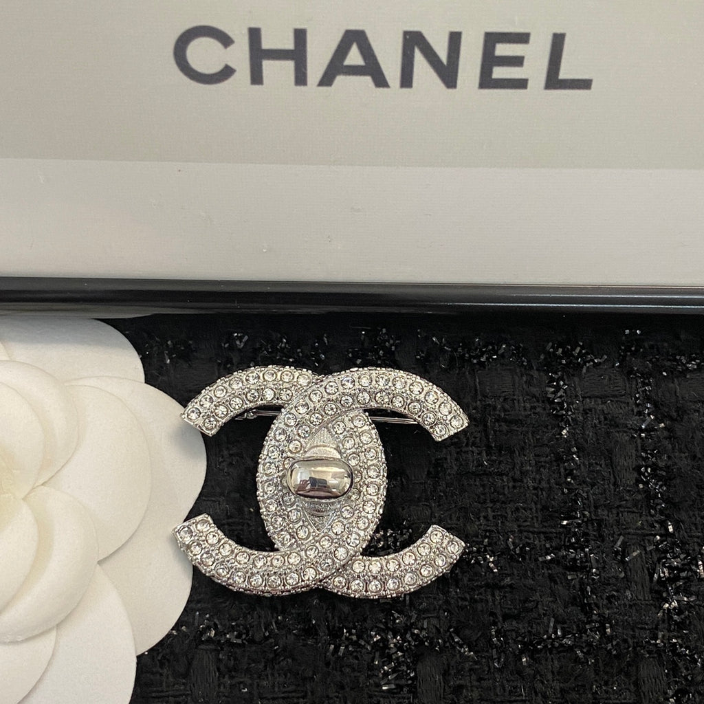 Chanel Interlocking C Crystal Accent Brooch - album image 3