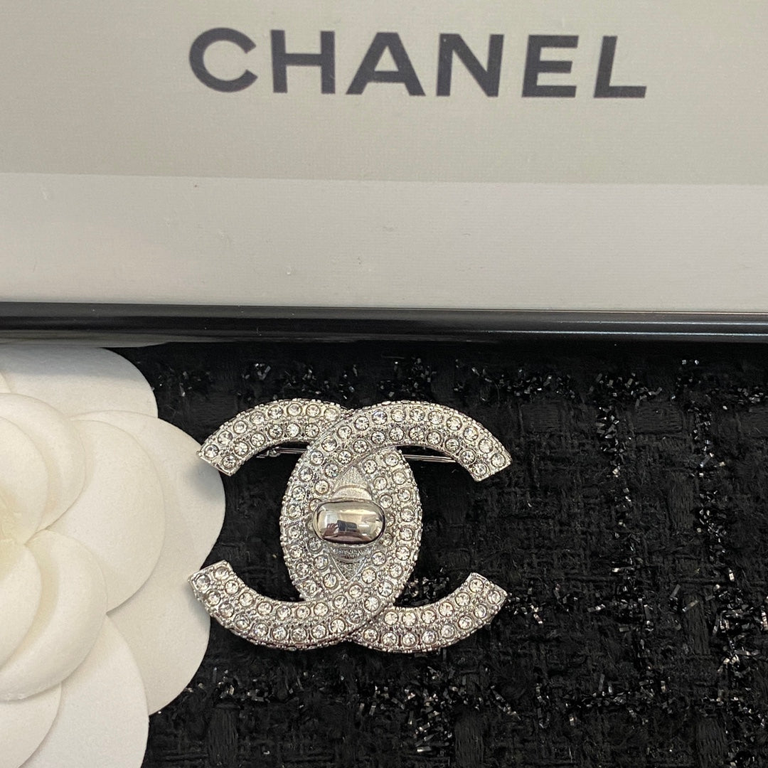 Chanel Interlocking C Crystal Accent Brooch - album image 3