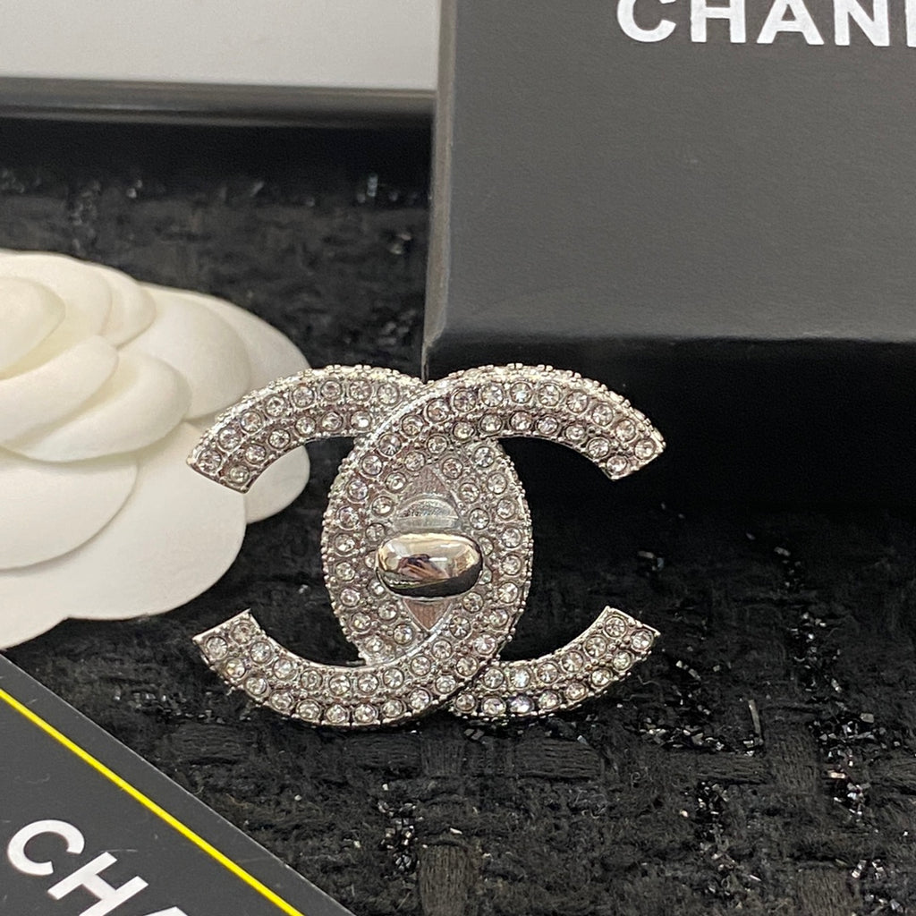 Chanel Interlocking C Crystal Accent Brooch - album image 5