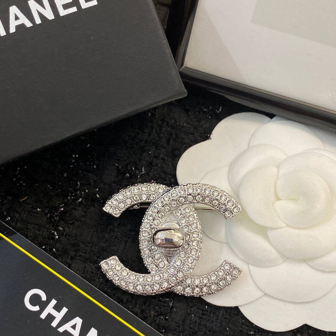 Chanel Interlocking C Crystal Accent Brooch - album image 2