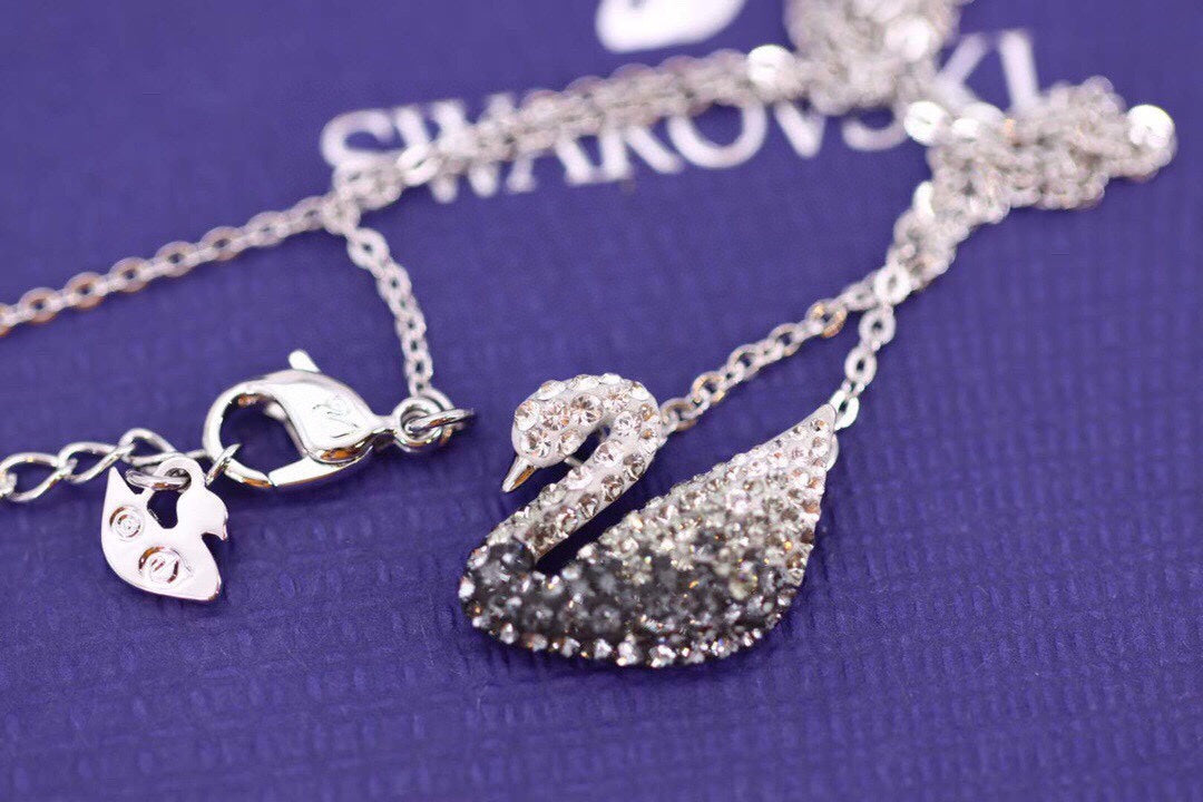 Swarovski Black Gradient Crystal Swan Necklace - album image 1