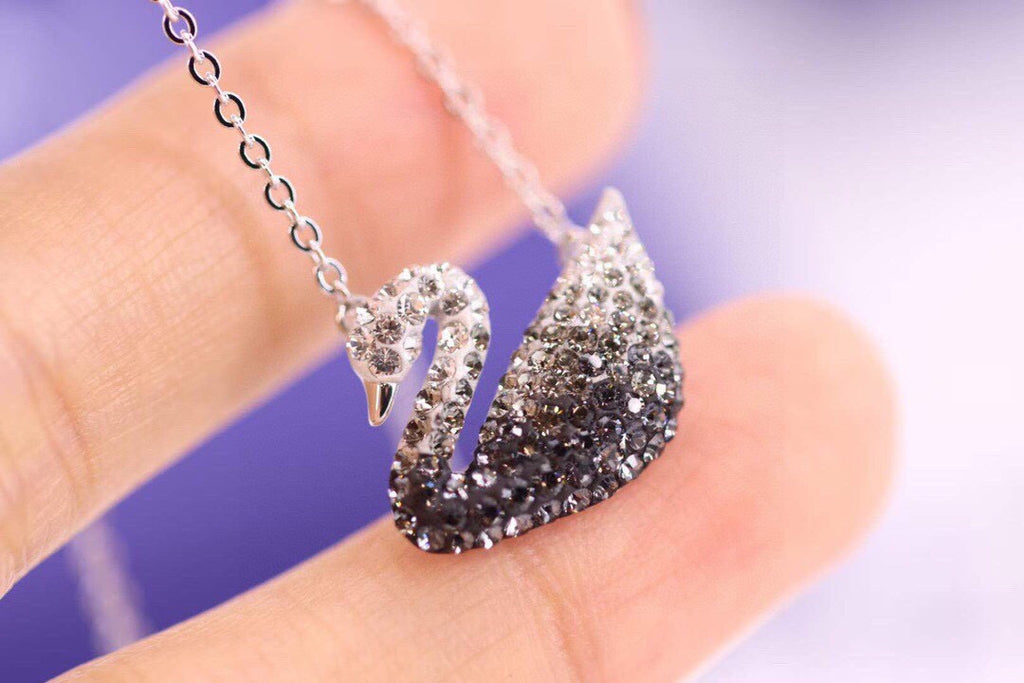 Swarovski Black Gradient Crystal Swan Necklace - album image 8