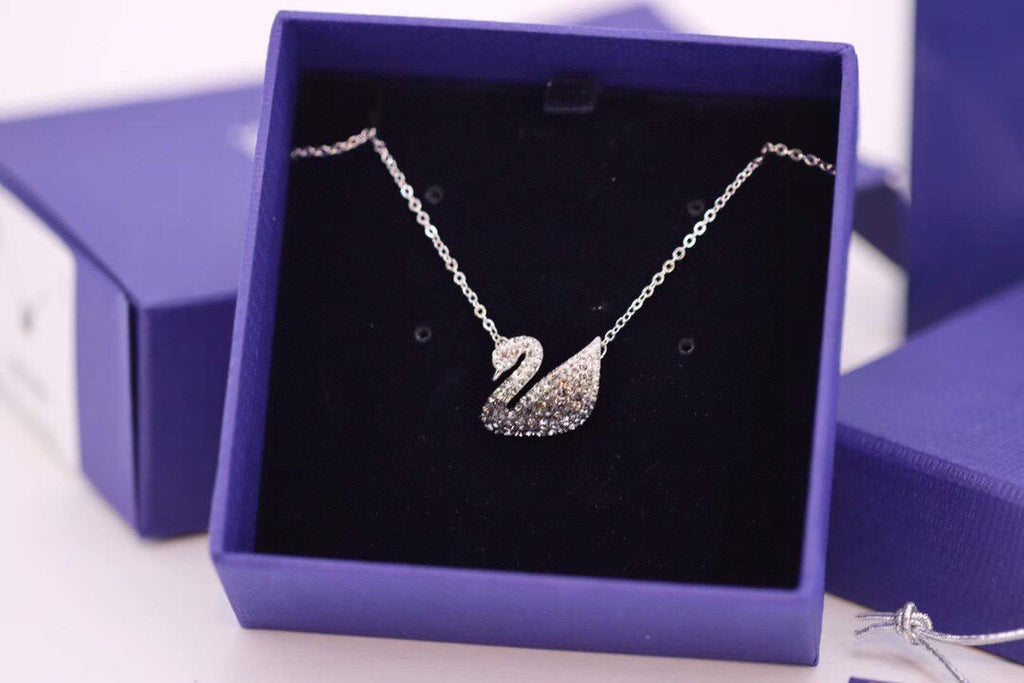 Swarovski Black Gradient Crystal Swan Necklace - album image 4