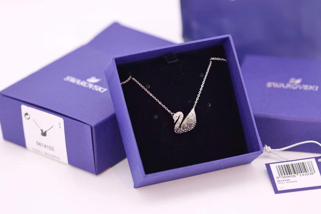 Swarovski Black Gradient Crystal Swan Necklace - album image 2