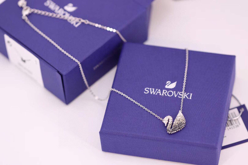 Swarovski Black Gradient Crystal Swan Necklace - album image 5