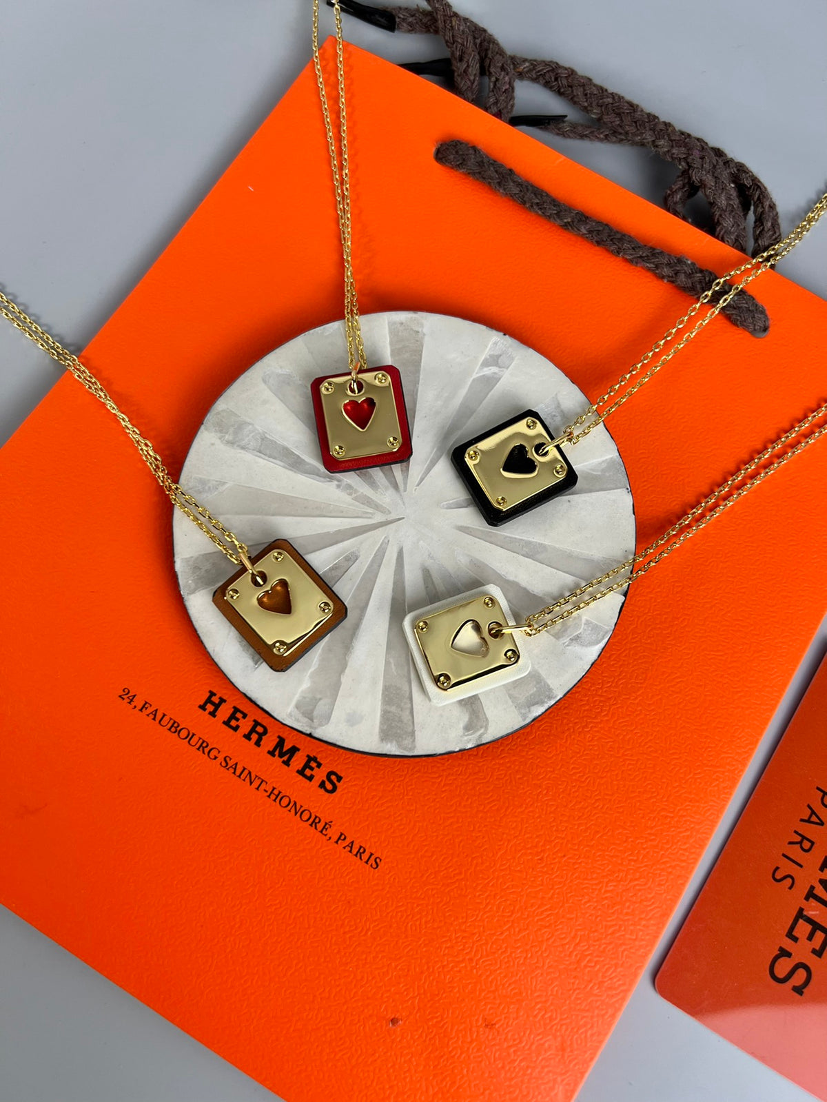 Hermès Silver-Tone Round H Tag Pendant Necklace - album image 7