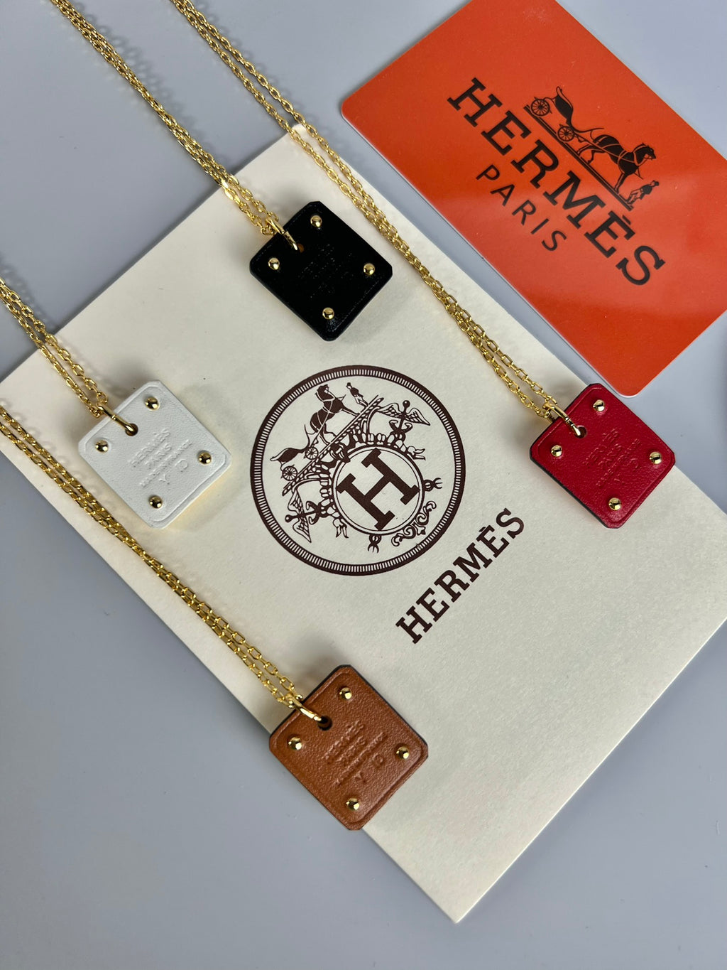 Hermès Silver-Tone Round H Tag Pendant Necklace - album image 8