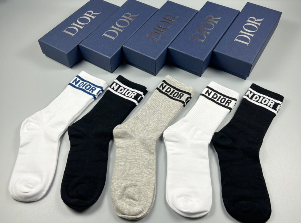 Dior cuff wordmark bands crew socks - view 8