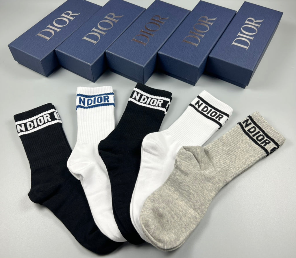 Dior cuff wordmark bands crew socks - view 4