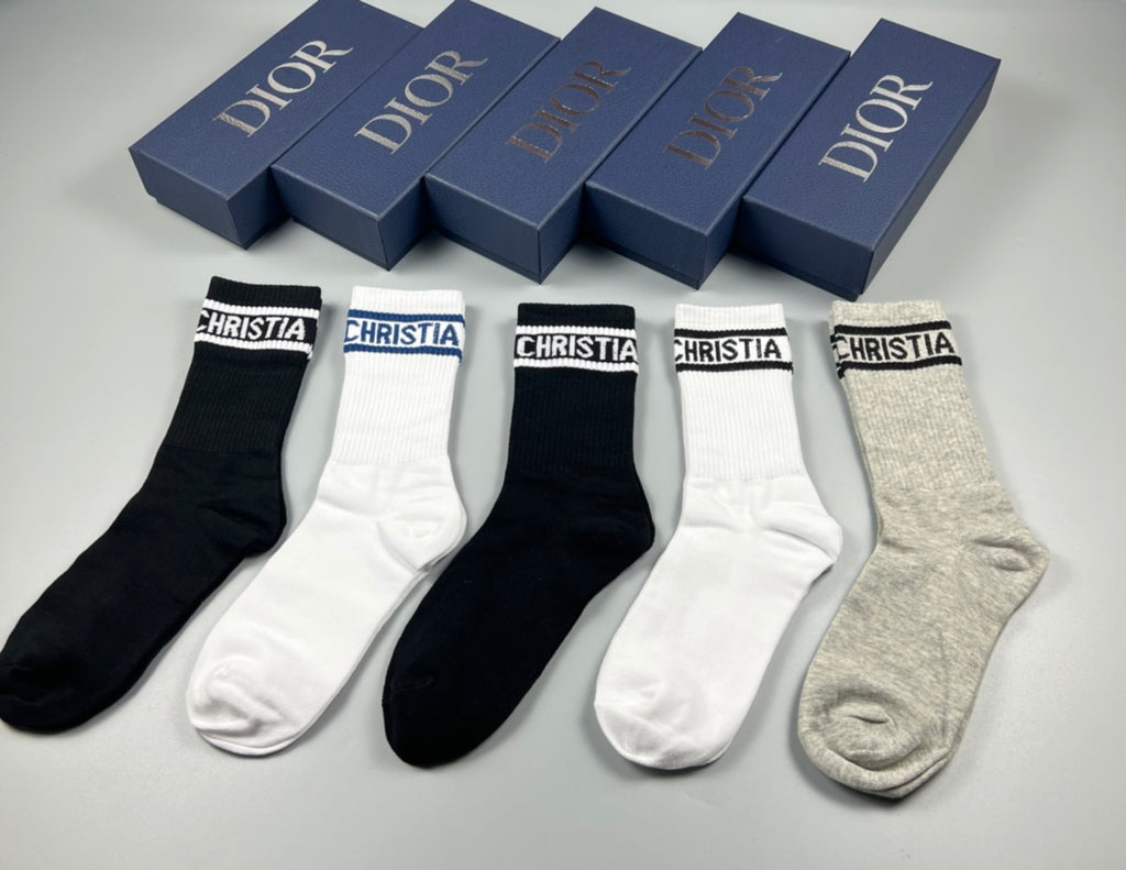 Dior cuff wordmark bands crew socks - view 2