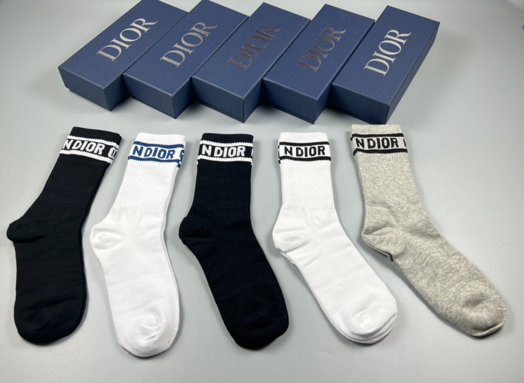 Dior cuff wordmark bands crew socks - view 1