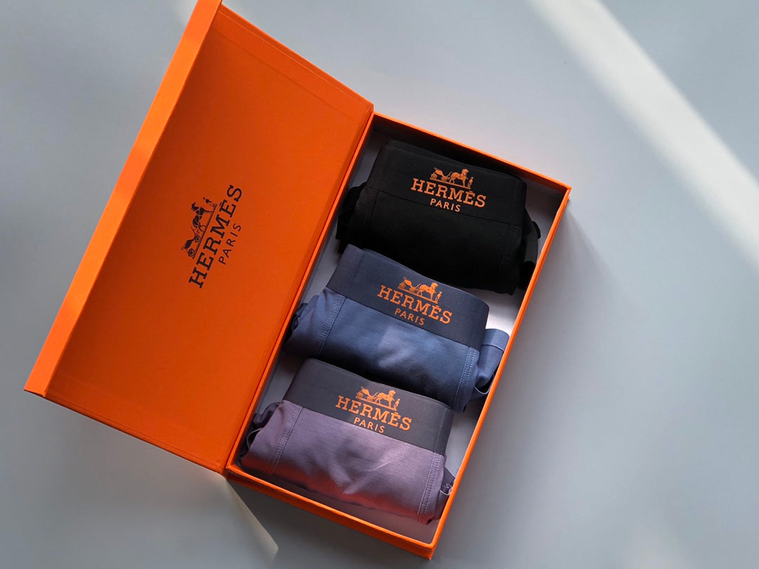 Hermes boxed copper carriage men's underwear, image 1