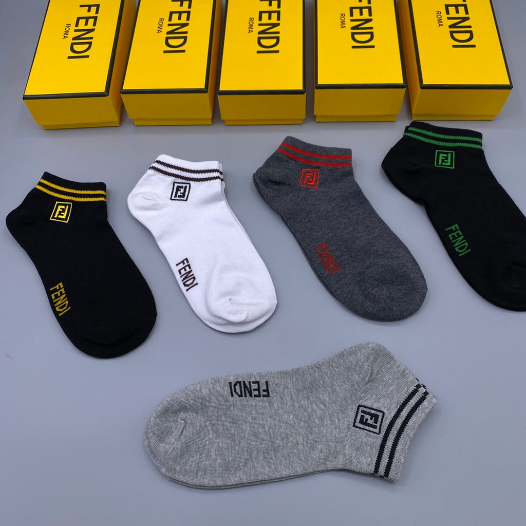 Fendi striped square emblem ankle socks - view 9