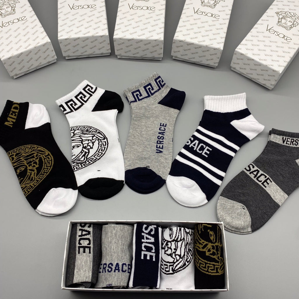 Versace bold stripe medusa ankle socks - view 2