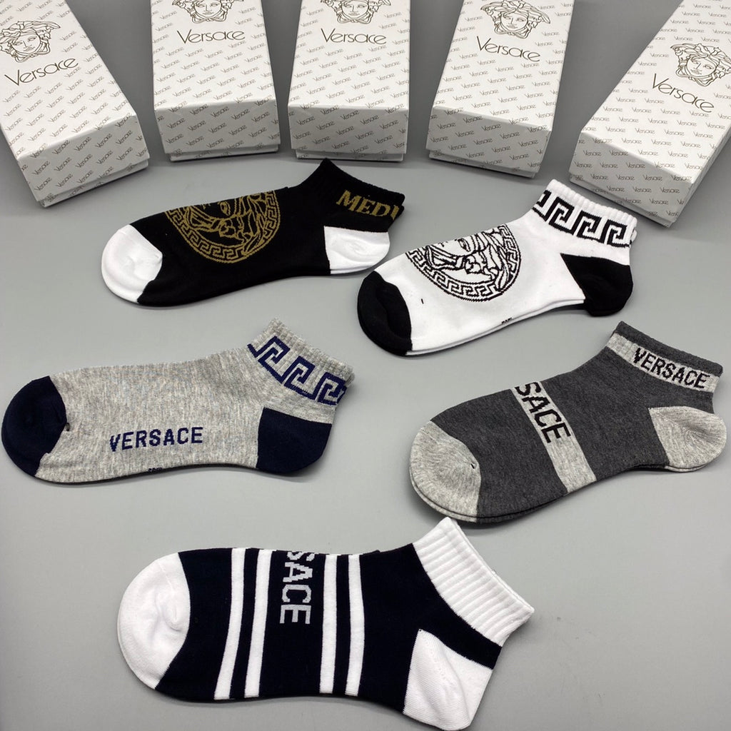 Versace bold stripe medusa ankle socks - view 6