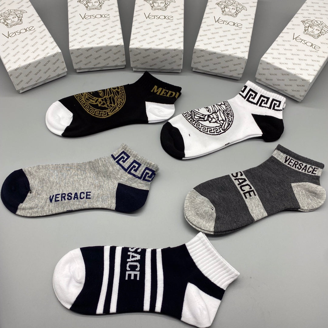 Versace bold stripe medusa ankle socks - view 6
