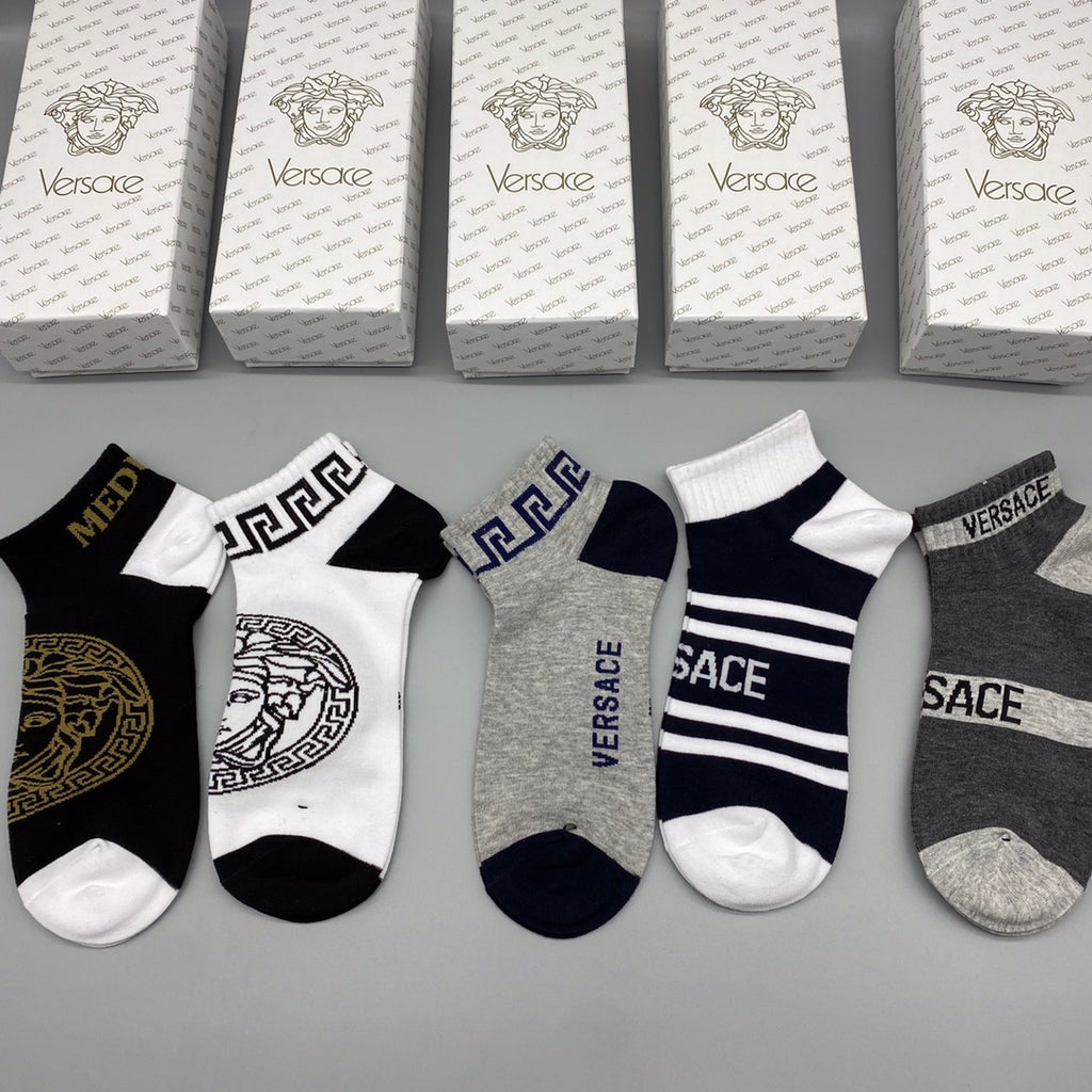 Versace bold stripe medusa ankle socks - view 4