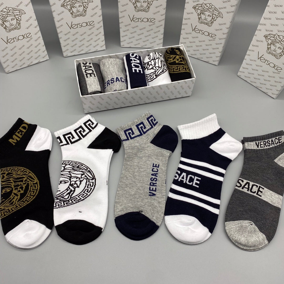 Versace bold stripe medusa ankle socks - view 3
