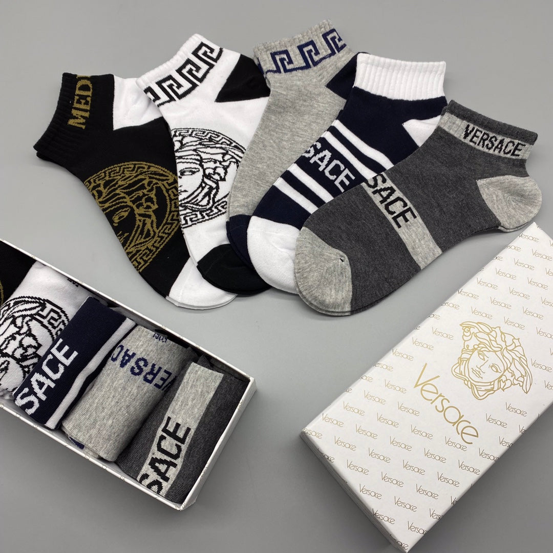 Versace bold stripe medusa ankle socks - view 8