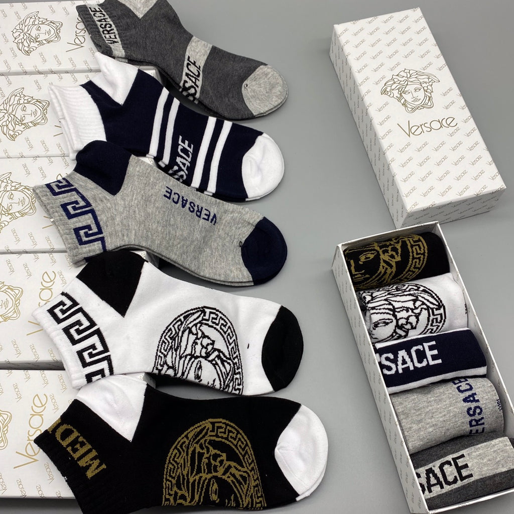 Versace bold stripe medusa ankle socks - view 7