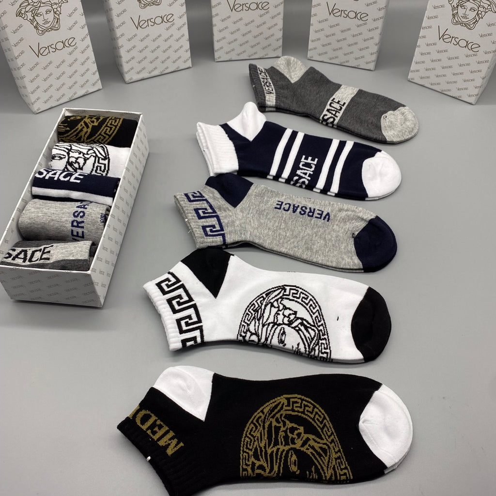 Versace bold stripe medusa ankle socks - view 5