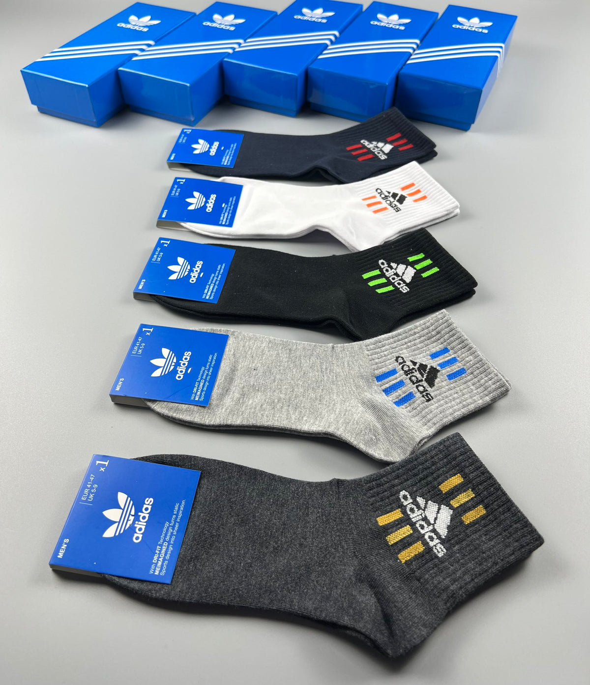 Adidas Striped Graphic Crew Socks - Boxed Set of 5 Pairs - image 7