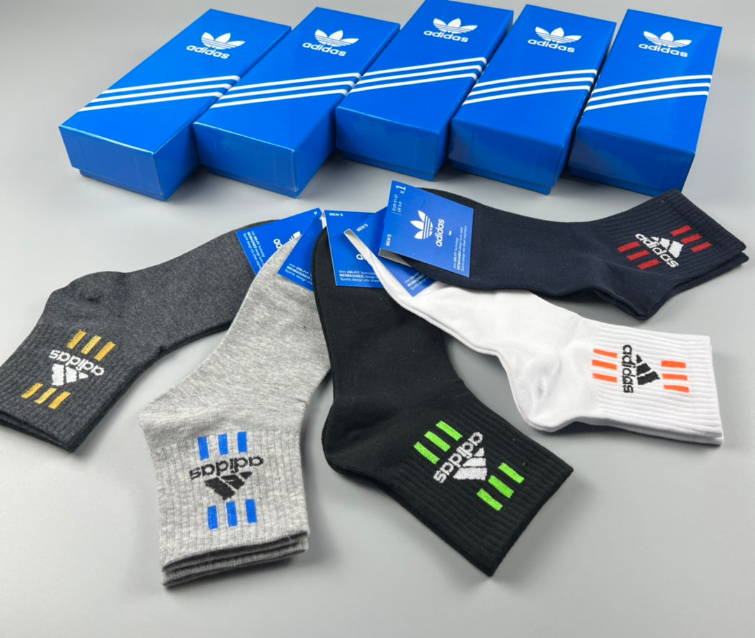 Adidas Striped Graphic Crew Socks - Boxed Set of 5 Pairs - image 6