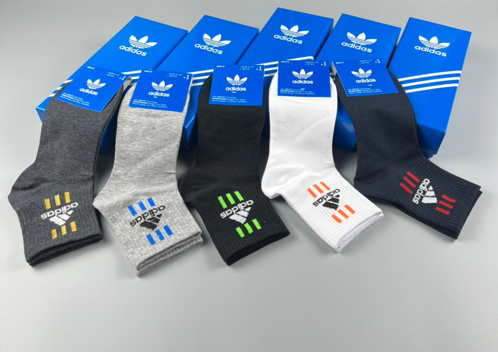 Adidas Striped Graphic Crew Socks - Boxed Set of 5 Pairs - image 4