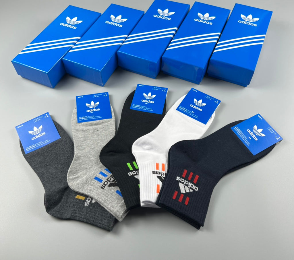 Adidas Striped Graphic Crew Socks - Boxed Set of 5 Pairs - image 5