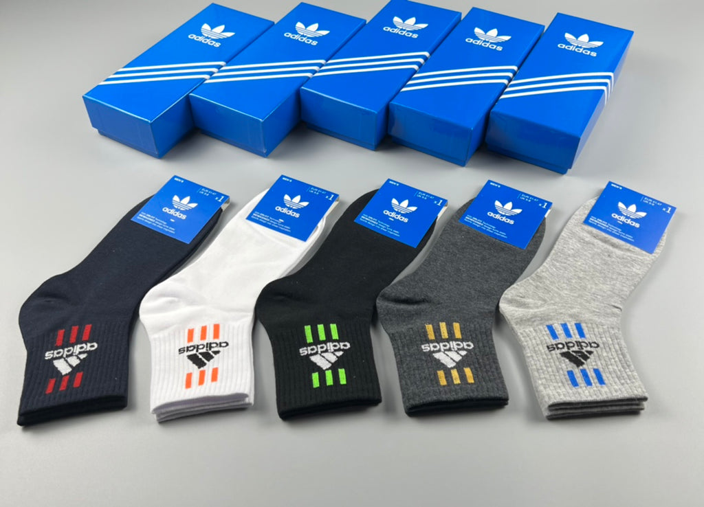 Adidas Striped Graphic Crew Socks - Boxed Set of 5 Pairs - image 9