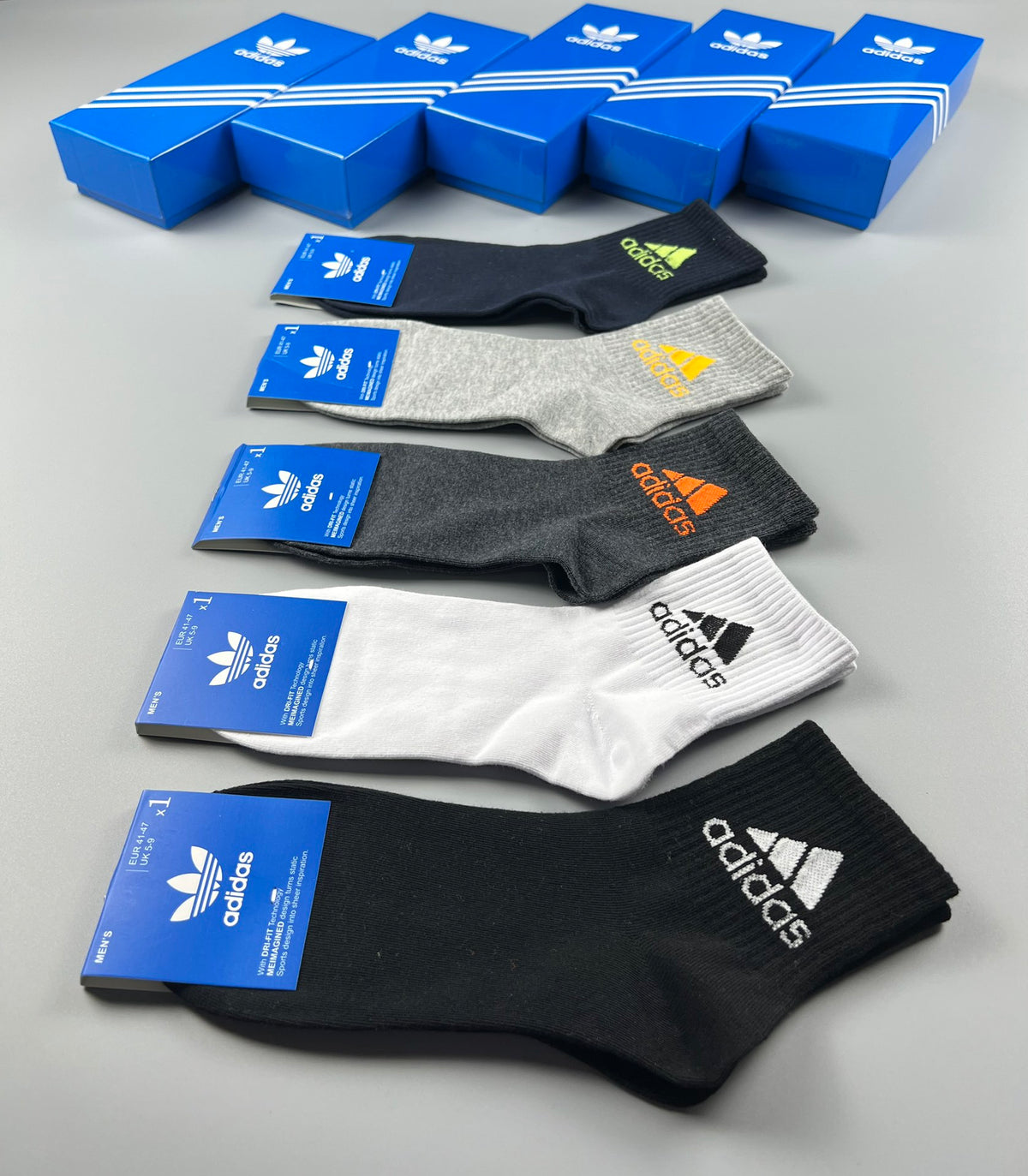 Adidas Black Angled Logo Crew Socks - Boxed Set of 5 Pairs - image 6