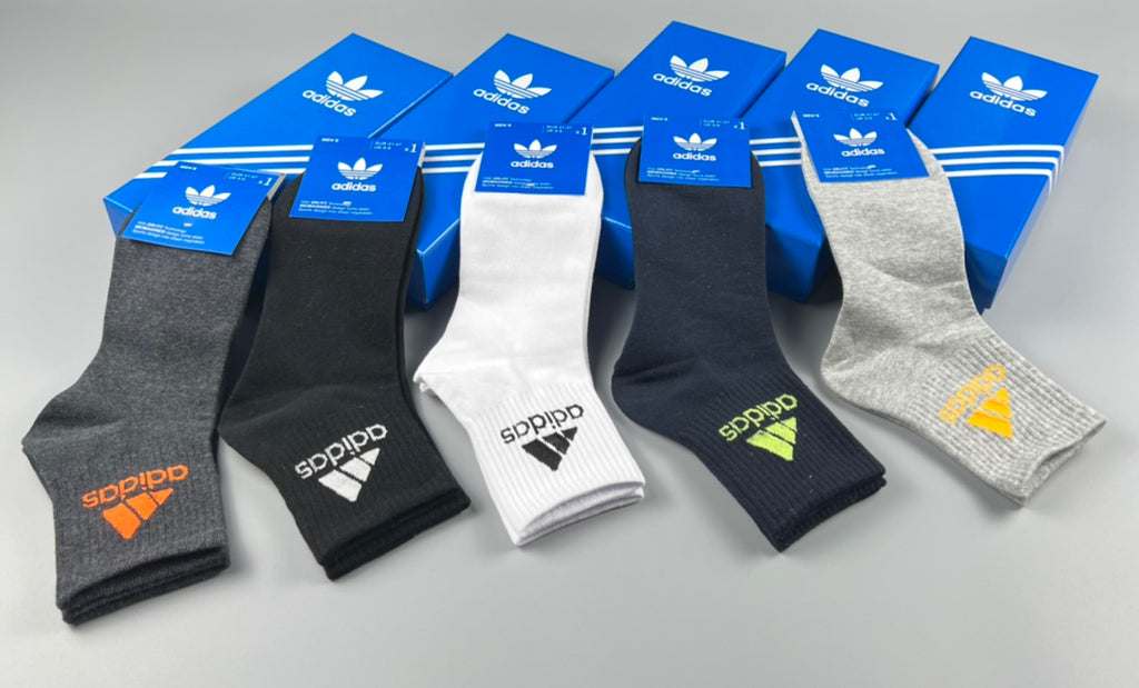 Adidas Black Angled Logo Crew Socks - Boxed Set of 5 Pairs - image 5